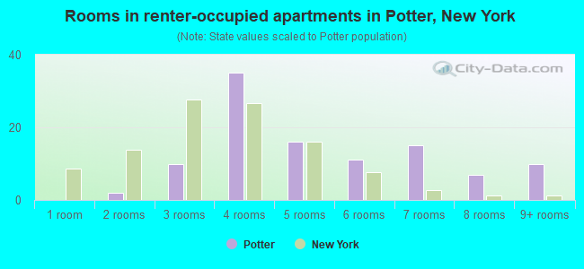 Rooms in renter-occupied apartments in Potter, New York