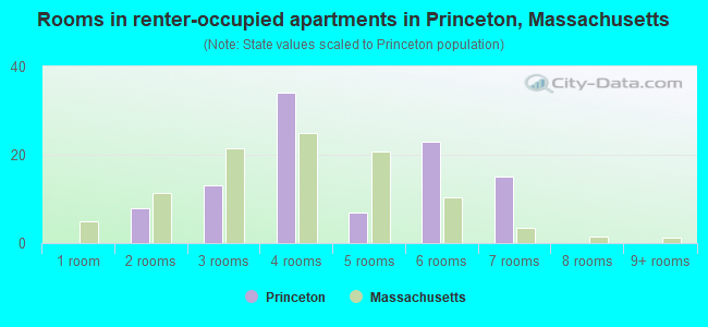 Rooms in renter-occupied apartments in Princeton, Massachusetts