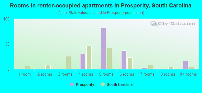 Rooms in renter-occupied apartments in Prosperity, South Carolina