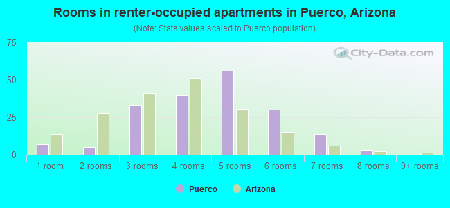 Rooms in renter-occupied apartments in Puerco, Arizona