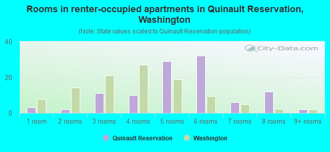 Rooms in renter-occupied apartments in Quinault Reservation, Washington