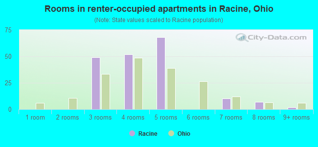 Rooms in renter-occupied apartments in Racine, Ohio