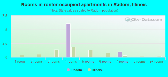 Rooms in renter-occupied apartments in Radom, Illinois