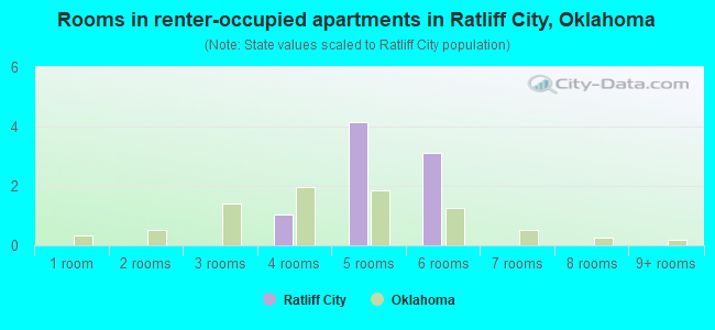 Rooms in renter-occupied apartments in Ratliff City, Oklahoma