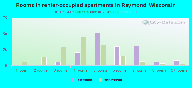 Rooms in renter-occupied apartments in Raymond, Wisconsin