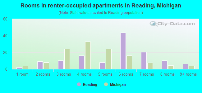 Rooms in renter-occupied apartments in Reading, Michigan