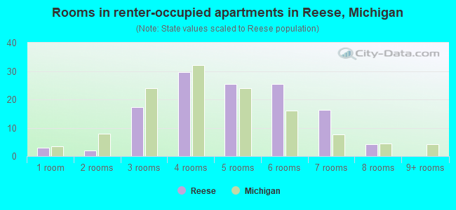 Rooms in renter-occupied apartments in Reese, Michigan
