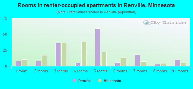 Rooms in renter-occupied apartments in Renville, Minnesota