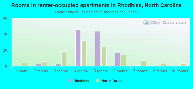 Rooms in renter-occupied apartments in Rhodhiss, North Carolina