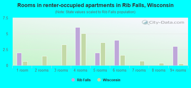 Rooms in renter-occupied apartments in Rib Falls, Wisconsin
