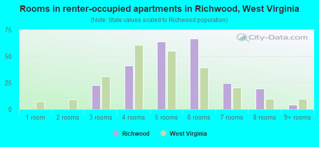 Rooms in renter-occupied apartments in Richwood, West Virginia