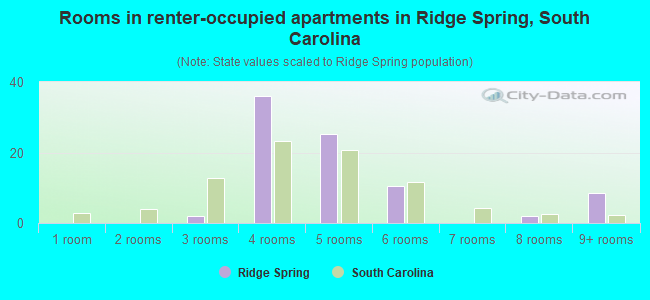 Rooms in renter-occupied apartments in Ridge Spring, South Carolina