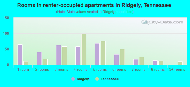 Rooms in renter-occupied apartments in Ridgely, Tennessee