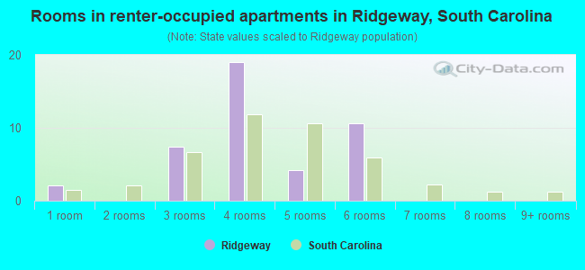 Rooms in renter-occupied apartments in Ridgeway, South Carolina