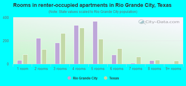 Rooms in renter-occupied apartments in Rio Grande City, Texas