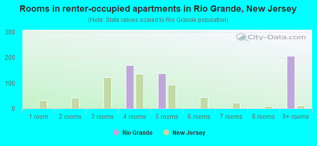 Rooms in renter-occupied apartments in Rio Grande, New Jersey
