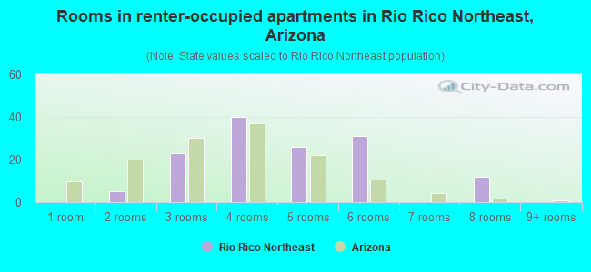 Rooms in renter-occupied apartments in Rio Rico Northeast, Arizona