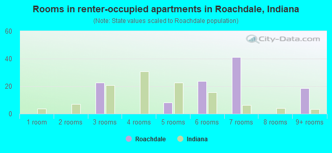 Rooms in renter-occupied apartments in Roachdale, Indiana