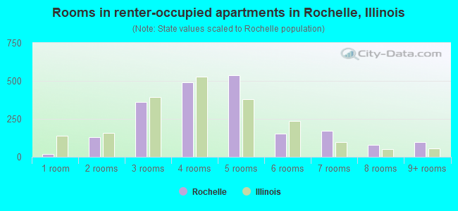 Rooms in renter-occupied apartments in Rochelle, Illinois