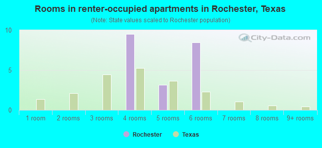 Rooms in renter-occupied apartments in Rochester, Texas