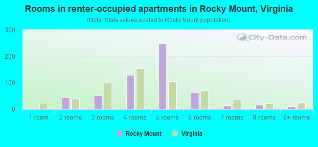Rooms in renter-occupied apartments in Rocky Mount, Virginia