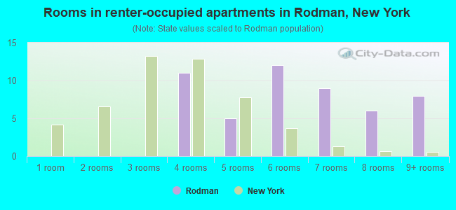Rooms in renter-occupied apartments in Rodman, New York