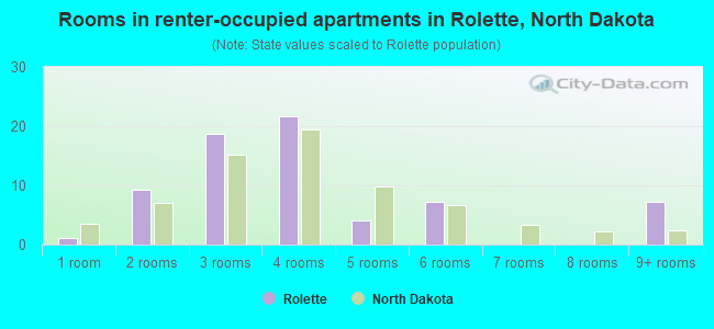 Rooms in renter-occupied apartments in Rolette, North Dakota