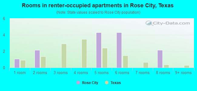 Rooms in renter-occupied apartments in Rose City, Texas