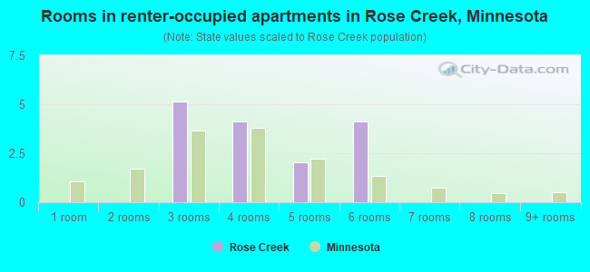 Rooms in renter-occupied apartments in Rose Creek, Minnesota