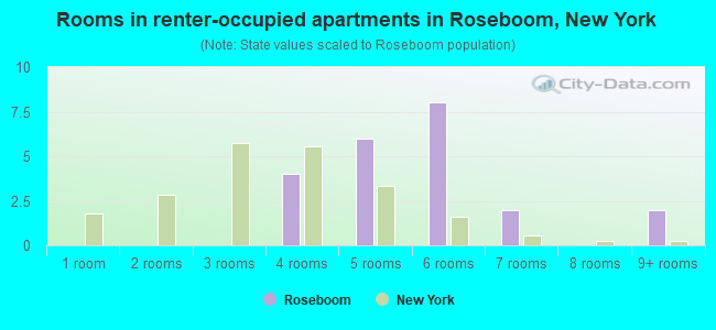 Rooms in renter-occupied apartments in Roseboom, New York