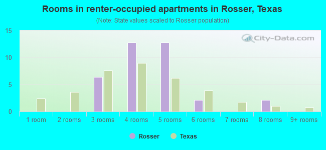 Rooms in renter-occupied apartments in Rosser, Texas