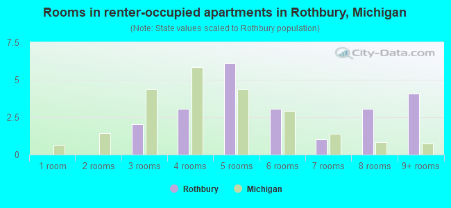 Rooms in renter-occupied apartments in Rothbury, Michigan