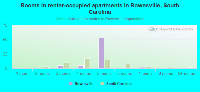 Rooms in renter-occupied apartments in Rowesville, South Carolina