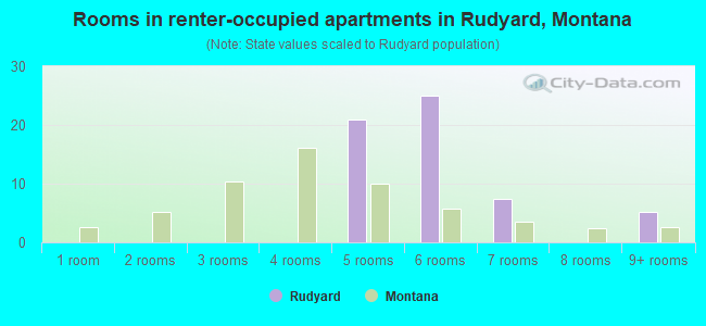 Rooms in renter-occupied apartments in Rudyard, Montana