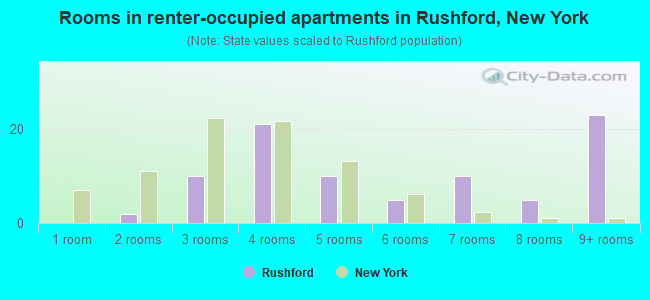 Rooms in renter-occupied apartments in Rushford, New York