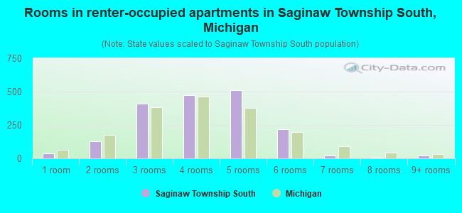 Rooms in renter-occupied apartments in Saginaw Township South, Michigan