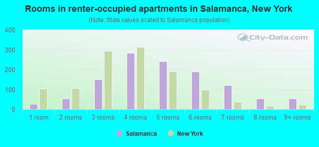 Rooms in renter-occupied apartments in Salamanca, New York