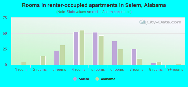 Rooms in renter-occupied apartments in Salem, Alabama