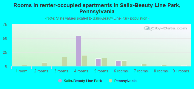 Rooms in renter-occupied apartments in Salix-Beauty Line Park, Pennsylvania