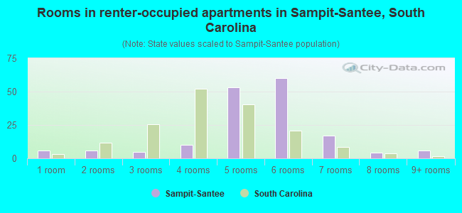 Rooms in renter-occupied apartments in Sampit-Santee, South Carolina