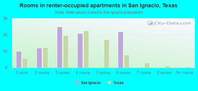 Rooms in renter-occupied apartments in San Ignacio, Texas