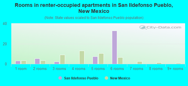 Rooms in renter-occupied apartments in San Ildefonso Pueblo, New Mexico