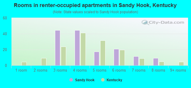 Rooms in renter-occupied apartments in Sandy Hook, Kentucky