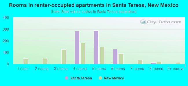 Rooms in renter-occupied apartments in Santa Teresa, New Mexico
