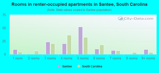 Rooms in renter-occupied apartments in Santee, South Carolina