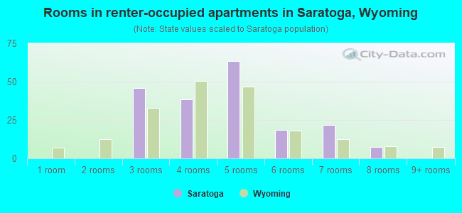 Rooms in renter-occupied apartments in Saratoga, Wyoming