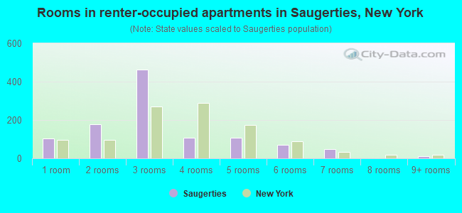 Rooms in renter-occupied apartments in Saugerties, New York