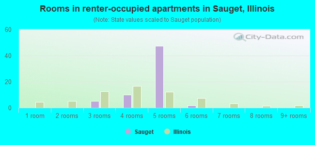 Rooms in renter-occupied apartments in Sauget, Illinois