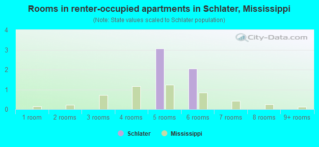 Rooms in renter-occupied apartments in Schlater, Mississippi