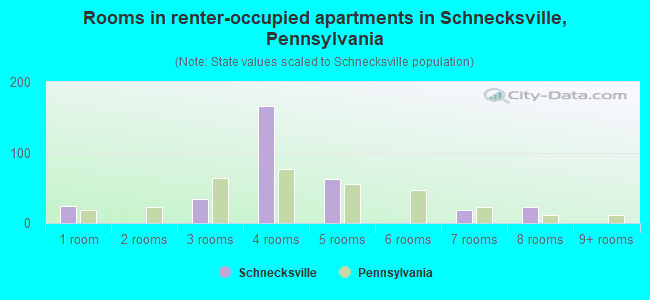 Rooms in renter-occupied apartments in Schnecksville, Pennsylvania